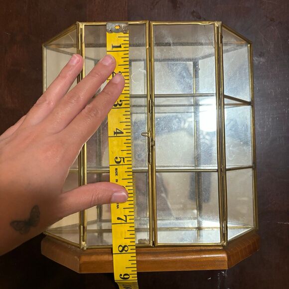 Brass Glass Cabinet Curio Miniature Display Case Tabletop VINTAGE8 3/4 ” - Picture 4 of 6